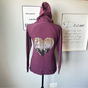 Victoria secret hoodie with sequin heart on the back. Size small.